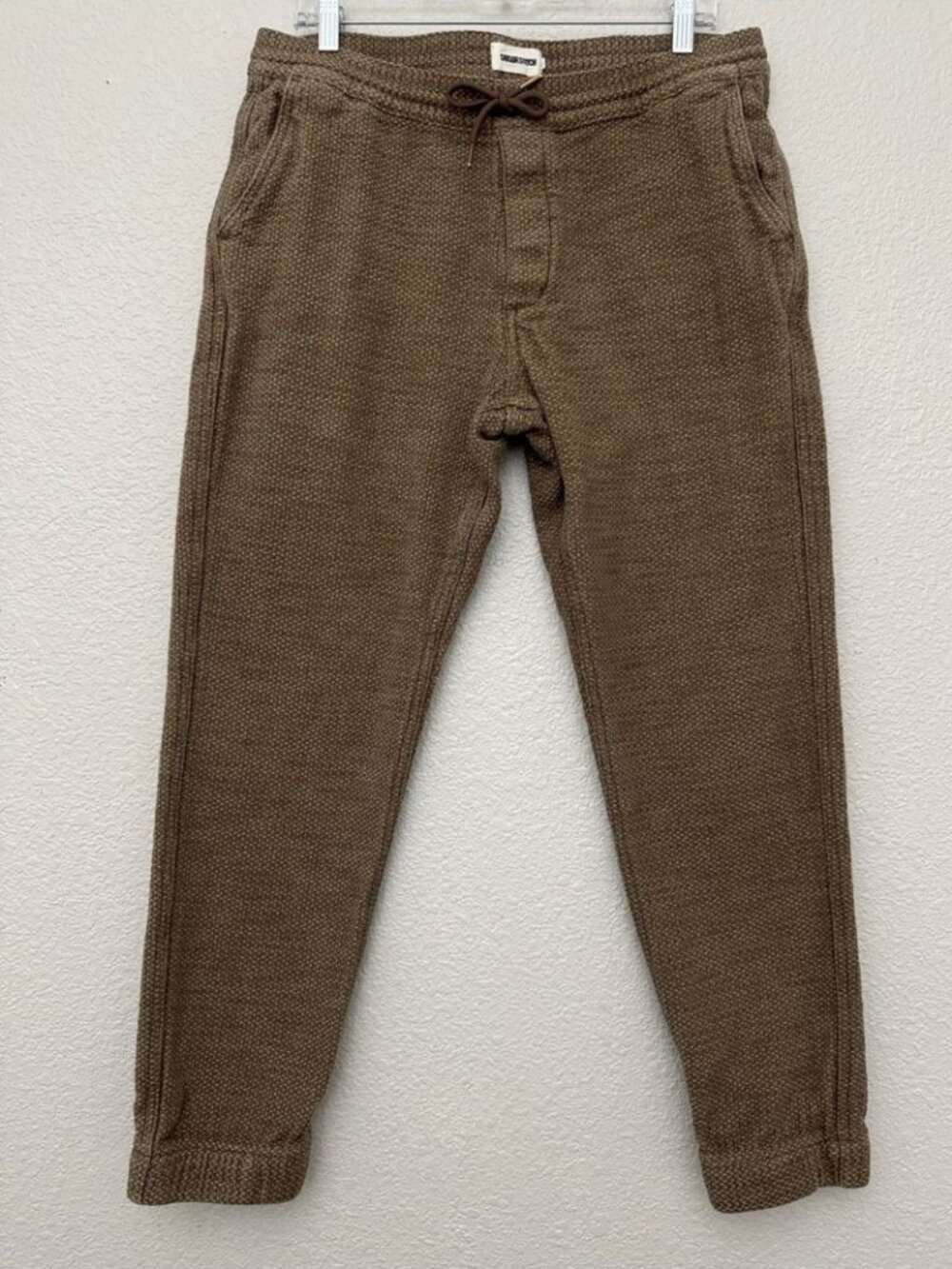 Taylor Stitch Apres Sashiko Pants Mens Large Brown Organic Cotton Woven Textured